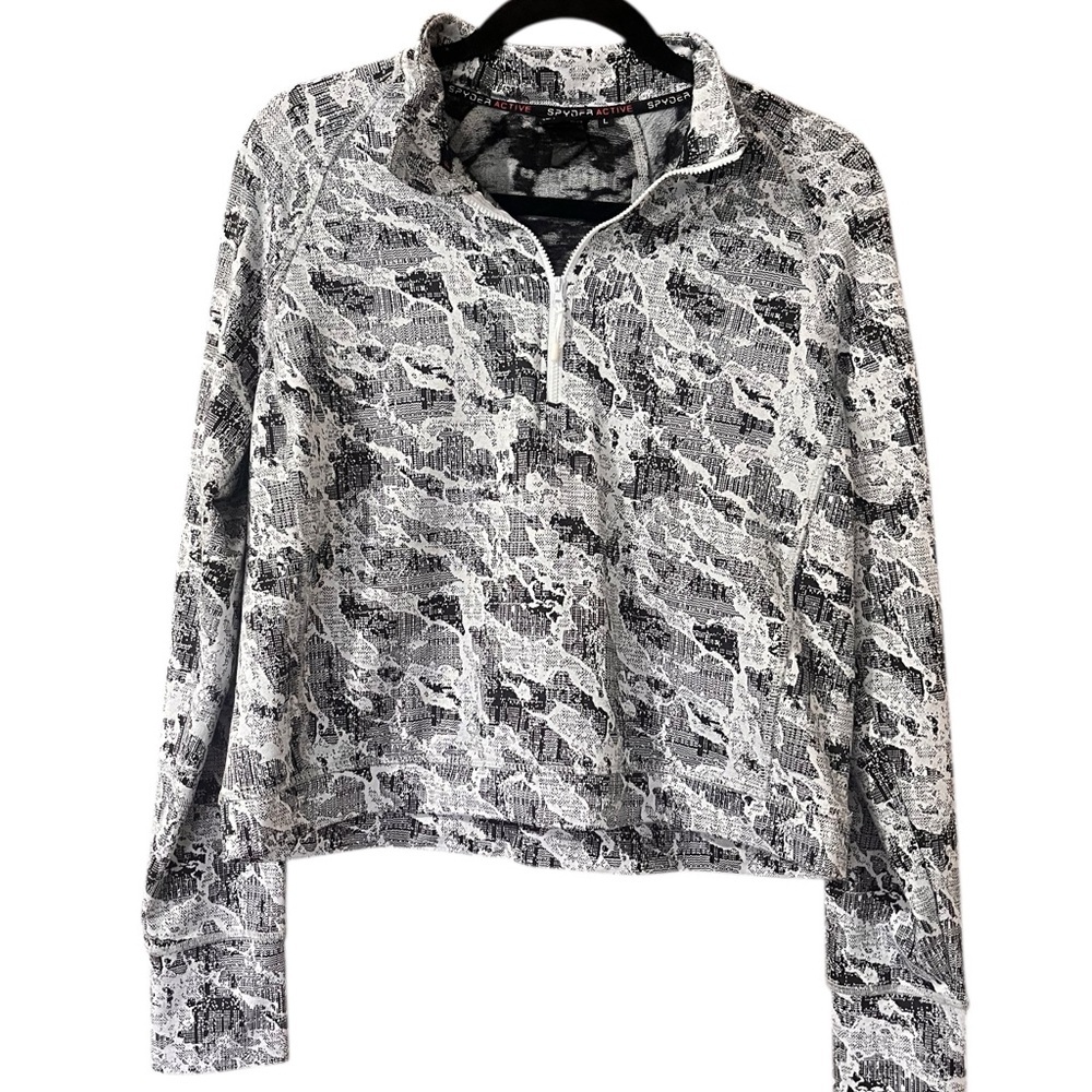 Spyder Black and White Activewear Quarter Zip Size‎ Large